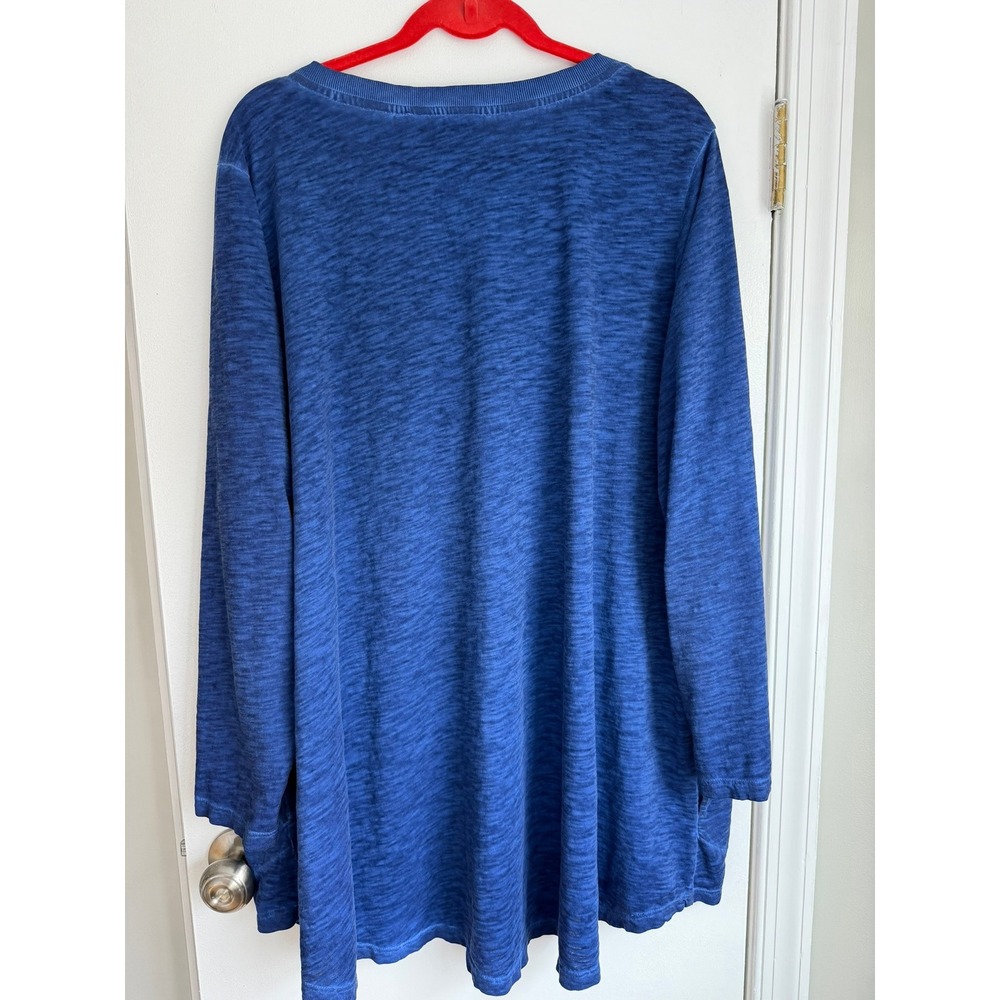 LOGO Lori Goldstein Blue Slub Knit Tunic Top V-Neck Pockets NIKA A546430 3X - Picture 3 of 11
